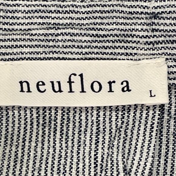 NEUFLORA "Moonlit Stripe" Sleeveless Button Down Tunic/Mini Pin Stripe Blue - L - Picture 7 of 9